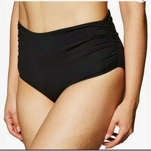 Anne Cole Convertible High Waist Shirred Swim Bottoms Sz Lg - Picture 4 of 12